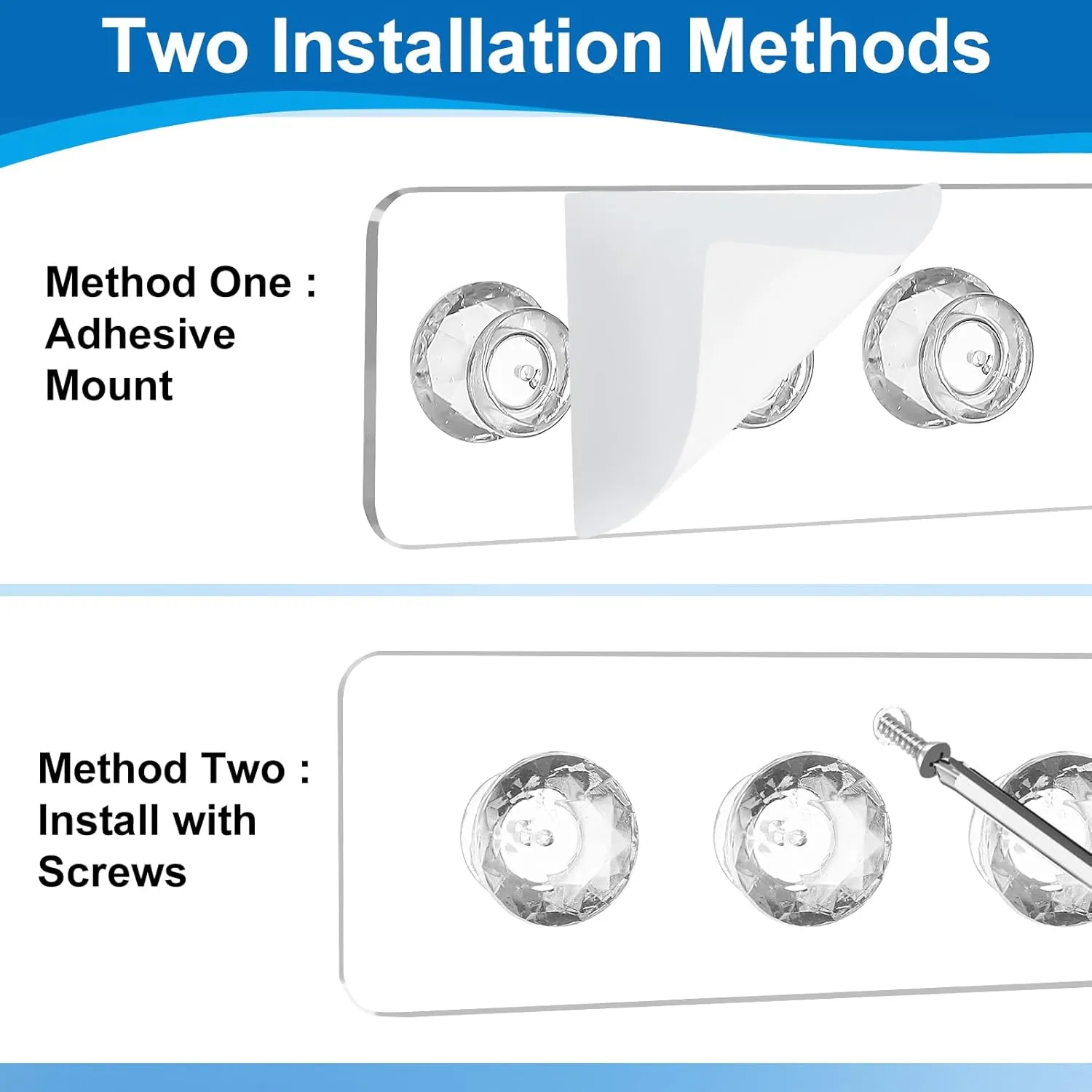 Necklace Holder,Acrylic Necklace Organizer,Wall Mounted Jewelry Organizer With 6 Hooks for Bracelets, Chains,Keys - (2 Pack,Clear)