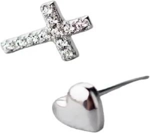 New 2026 Arrive Unisex Cross Clear Cz Faith Love Heart Small Stud Earrings Fashion For Women Sparkling 925 Sterling Silver Fine Charm Decoration Jewelry Luxury With You Accessories Trendy And Men