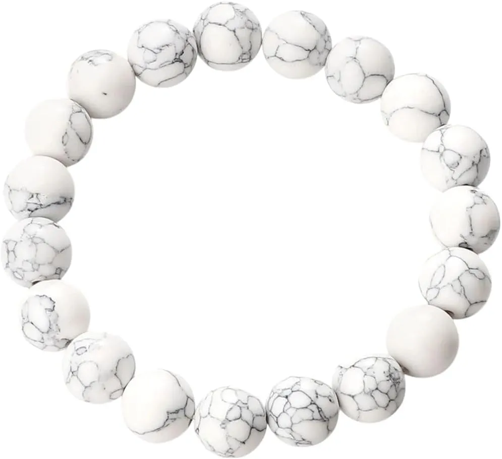New 2026 Charm Bracelet 6Mm 8Mm 10Mm White Natural Stone Simple Women Men Elastic Strand Bracelets Meditation Prayer Jewelry Friend Decoration Luxury Trendy Best For Gift