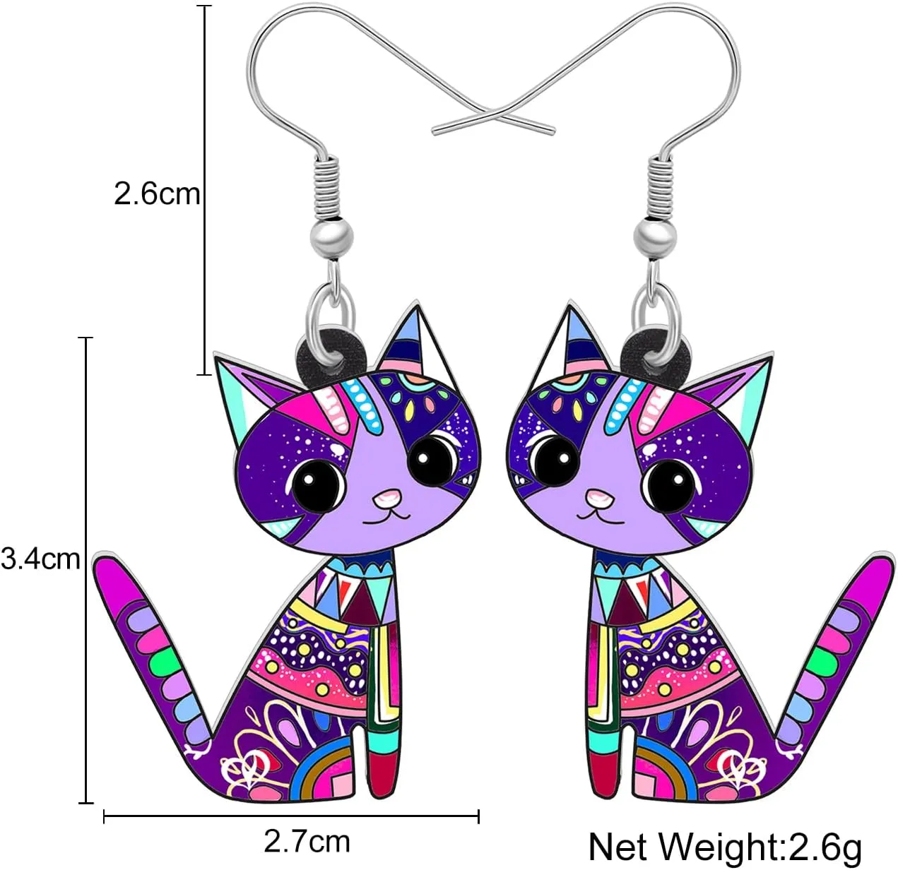 NEWEI Cute Acrylic Anime Cat Earrings Fun Cat Jewelry Fashion Cat Gifts for Women Accessories Charms