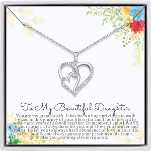 Ninamai 925 Sterling Silver Heart Necklace Gifts for Mom and Daughter's Birthday