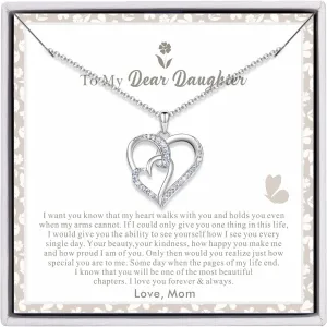 Ninamai 925 Sterling Silver Heart Necklace Gifts for Mom and Daughter's Birthday