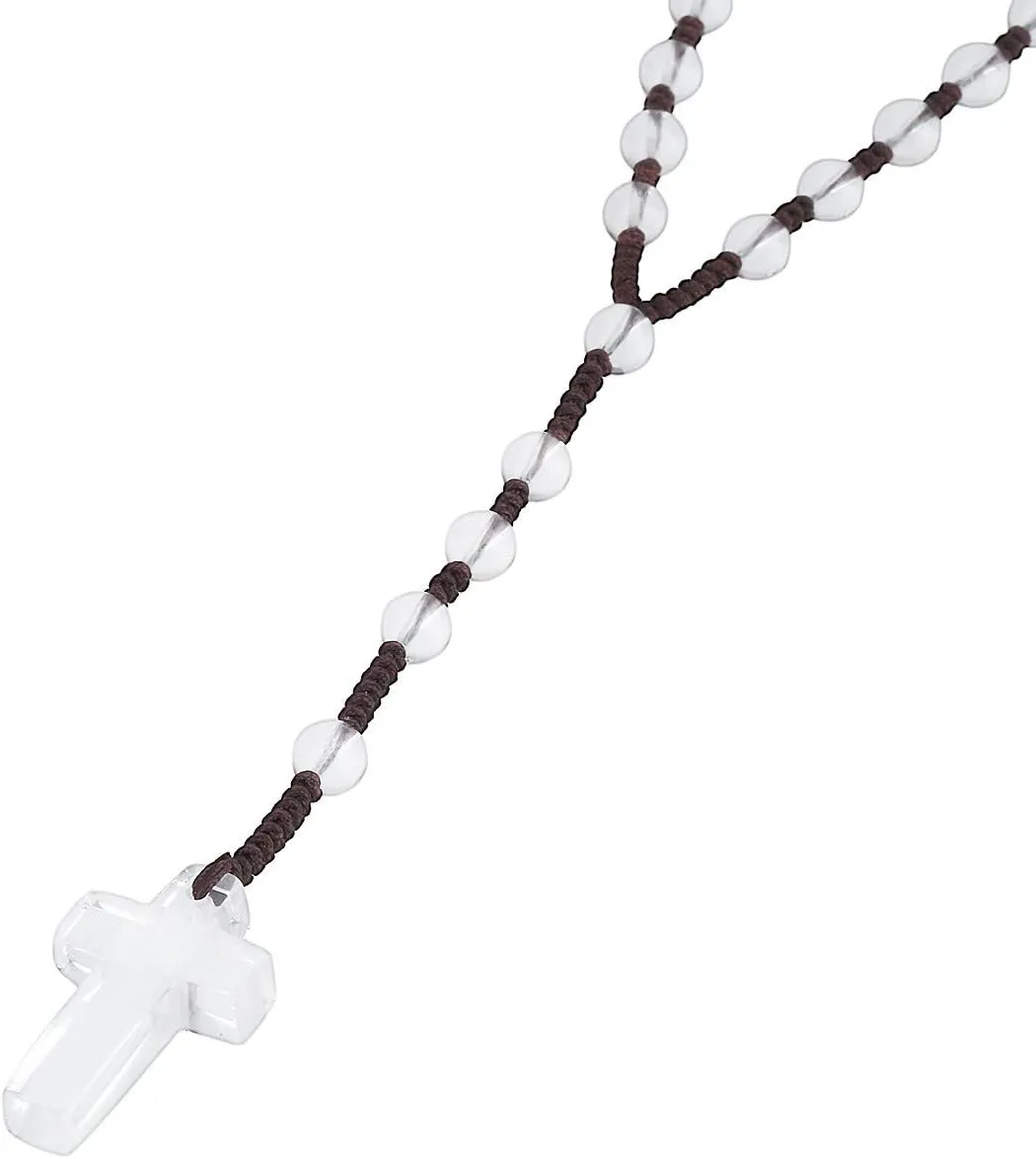 Nupuyai Natural Gemstone Cross Stone Pendant Necklace Amulet Healing Crystal Beads Long Braided Necklace for Women Men