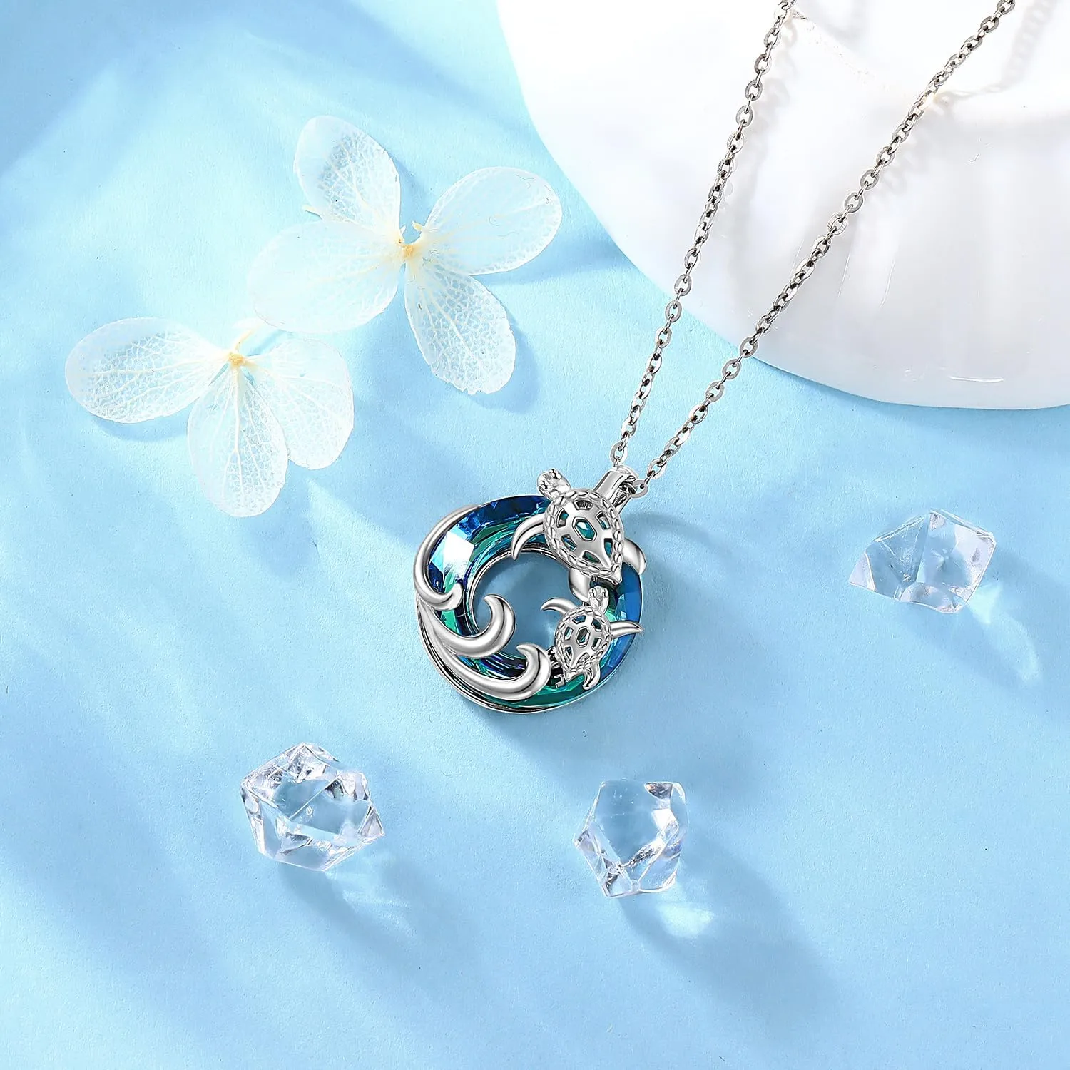 Odinstone Sea Turtle Necklace for Women, Sterling Silver Tortoise Necklaces Pendant Ocean Jewelry Gifts for Mom