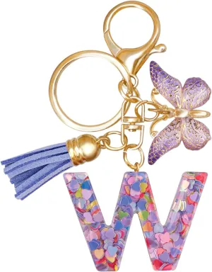 OEHEDOU Letter Butterfly Keychain for Women Wallets Handbags Car Keys Accessories Stylish Car Keychain For Backpack Bag Charm