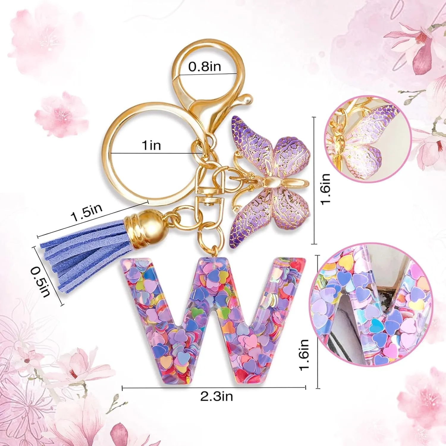 OEHEDOU Letter Butterfly Keychain for Women Wallets Handbags Car Keys Accessories Stylish Car Keychain For Backpack Bag Charm