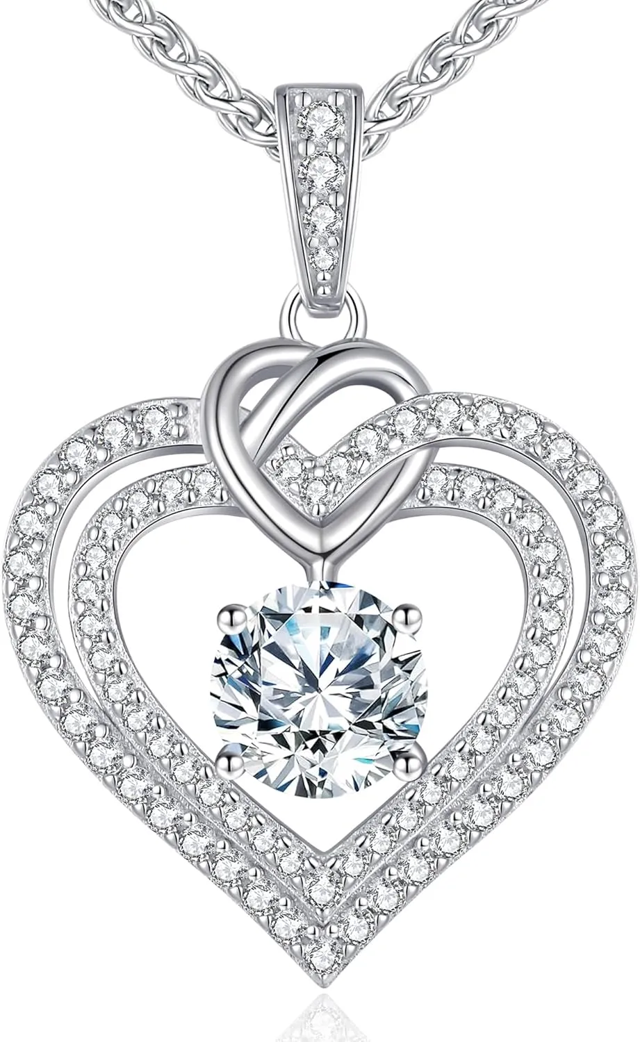 OOBEE Sparkling Love Heart Moissanite Necklaces for Women, D Color VVS Moissanite 925 Sterling Silver Fine Jewelry, Ideal Birthday Anniversary Christmas Gift for Women Wife Mom Girlfriend