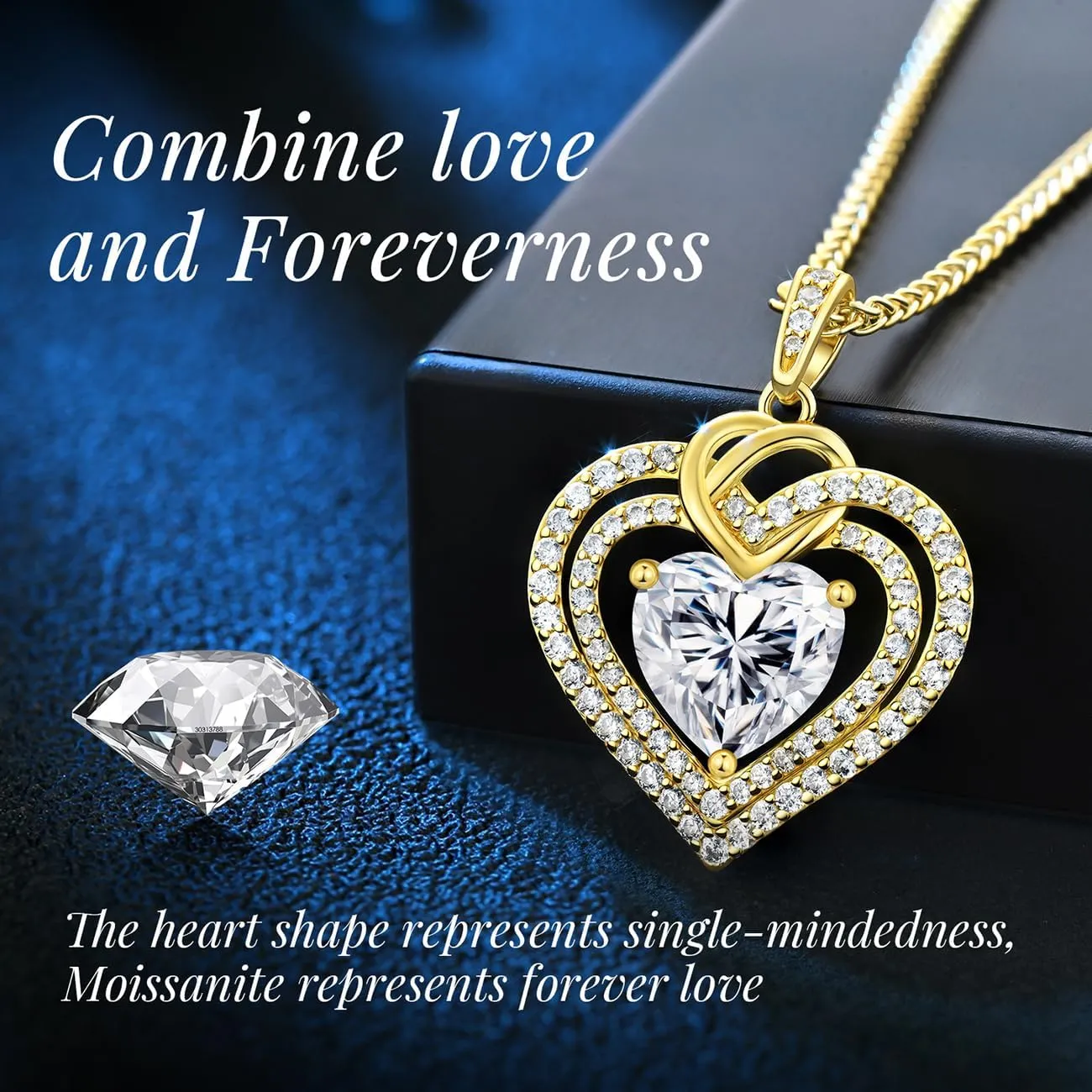 OOBEE Sparkling Love Heart Moissanite Necklaces for Women, D Color VVS Moissanite 925 Sterling Silver Fine Jewelry, Ideal Birthday Anniversary Christmas Gift for Women Wife Mom Girlfriend