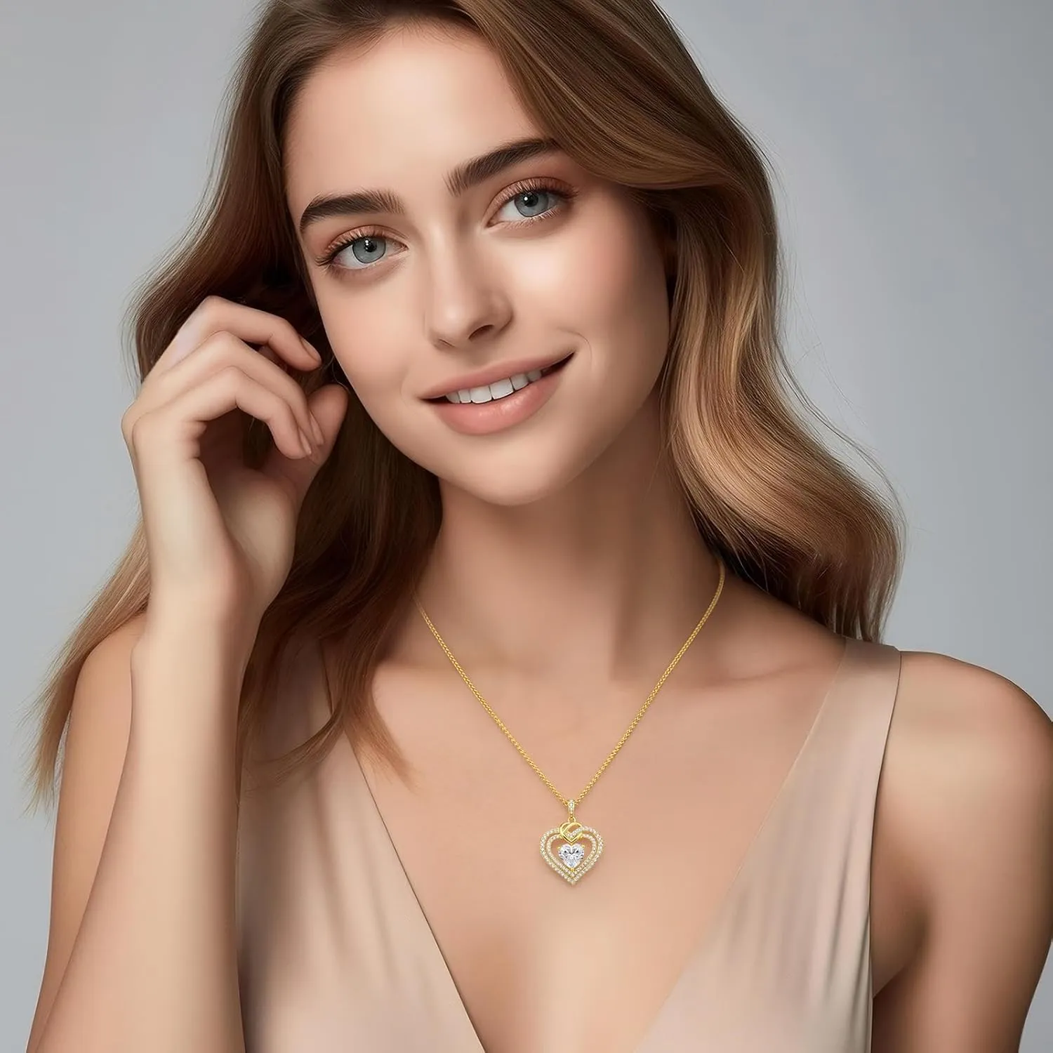 OOBEE Sparkling Love Heart Moissanite Necklaces for Women, D Color VVS Moissanite 925 Sterling Silver Fine Jewelry, Ideal Birthday Anniversary Christmas Gift for Women Wife Mom Girlfriend