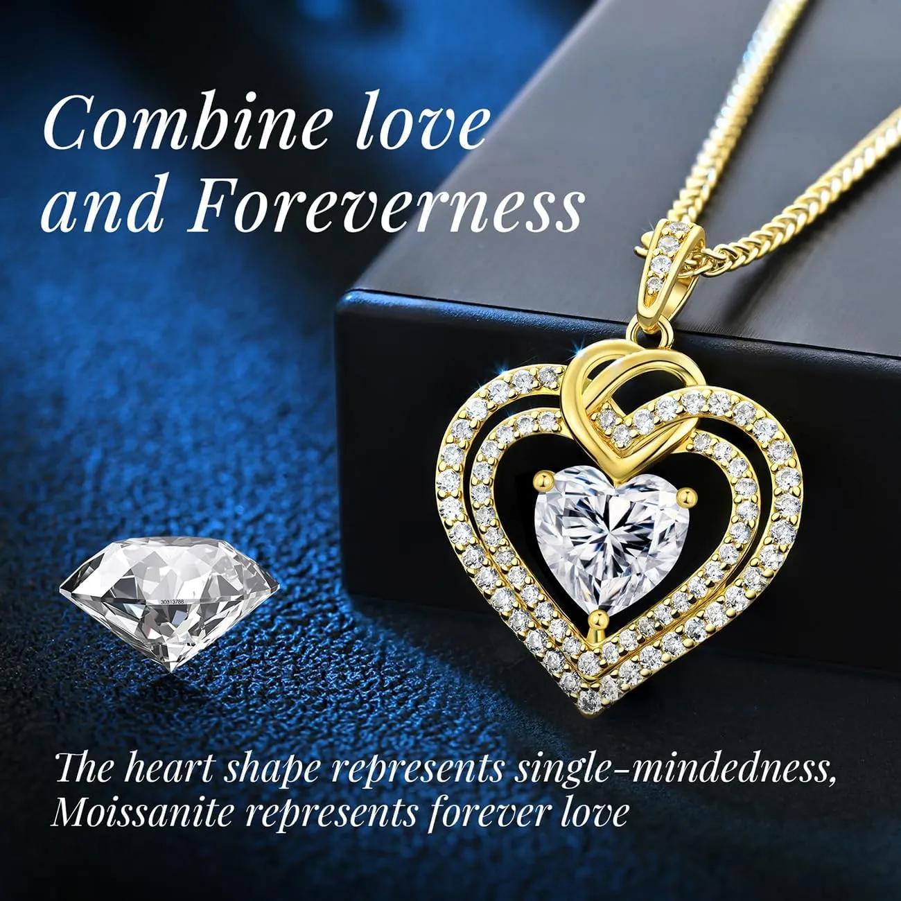OOBEE Sparkling Love Heart Moissanite Necklaces for Women, D Color VVS Moissanite 925 Sterling Silver Fine Jewelry, Ideal Birthday Anniversary Christmas Gift for Women Wife Mom Girlfriend