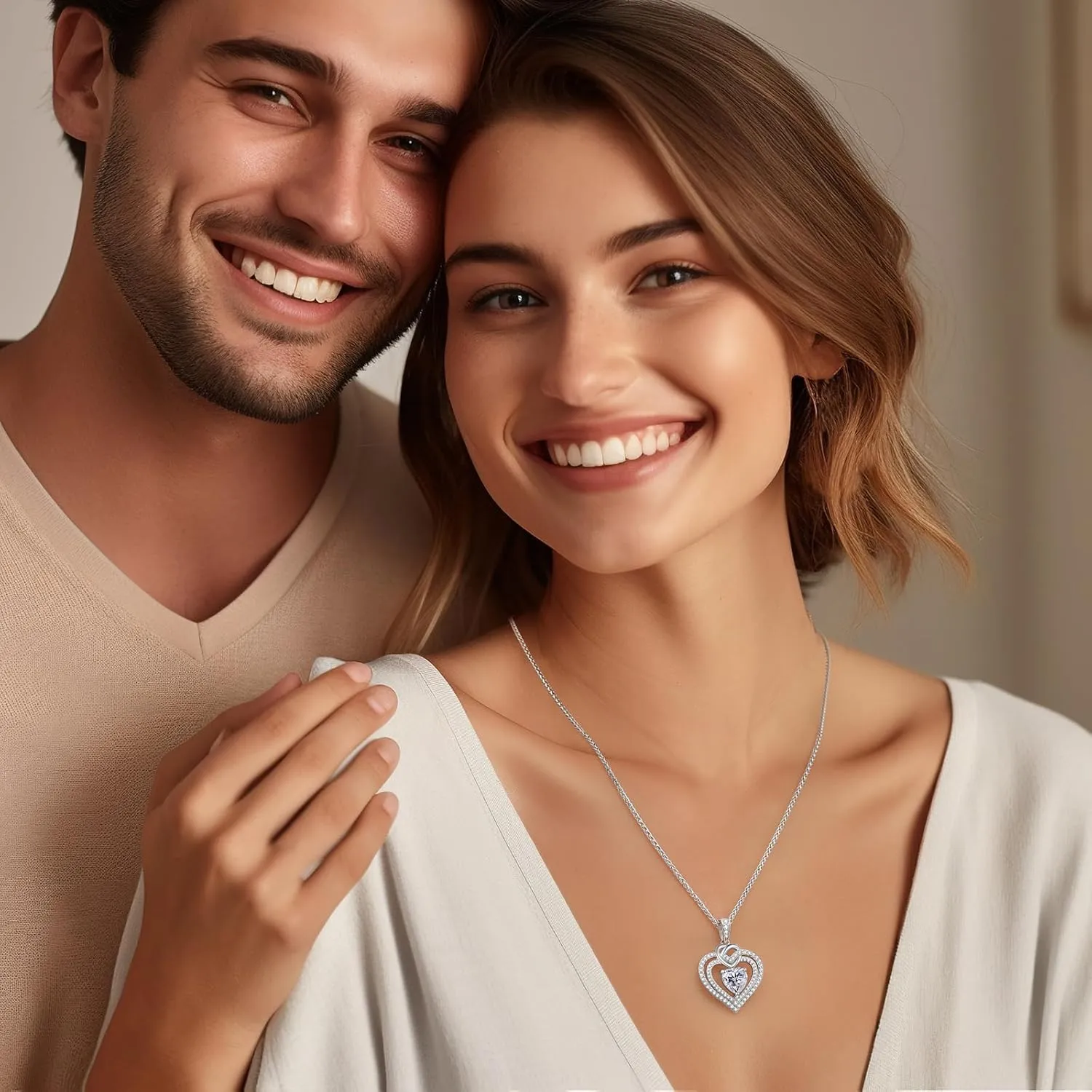 OOBEE Sparkling Love Heart Moissanite Necklaces for Women, D Color VVS Moissanite 925 Sterling Silver Fine Jewelry, Ideal Birthday Anniversary Christmas Gift for Women Wife Mom Girlfriend