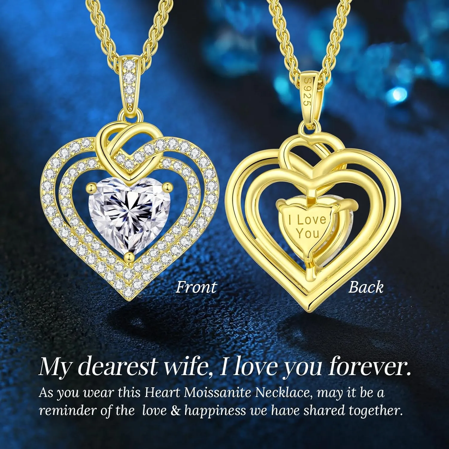OOBEE Sparkling Love Heart Moissanite Necklaces for Women, D Color VVS Moissanite 925 Sterling Silver Fine Jewelry, Ideal Birthday Anniversary Christmas Gift for Women Wife Mom Girlfriend