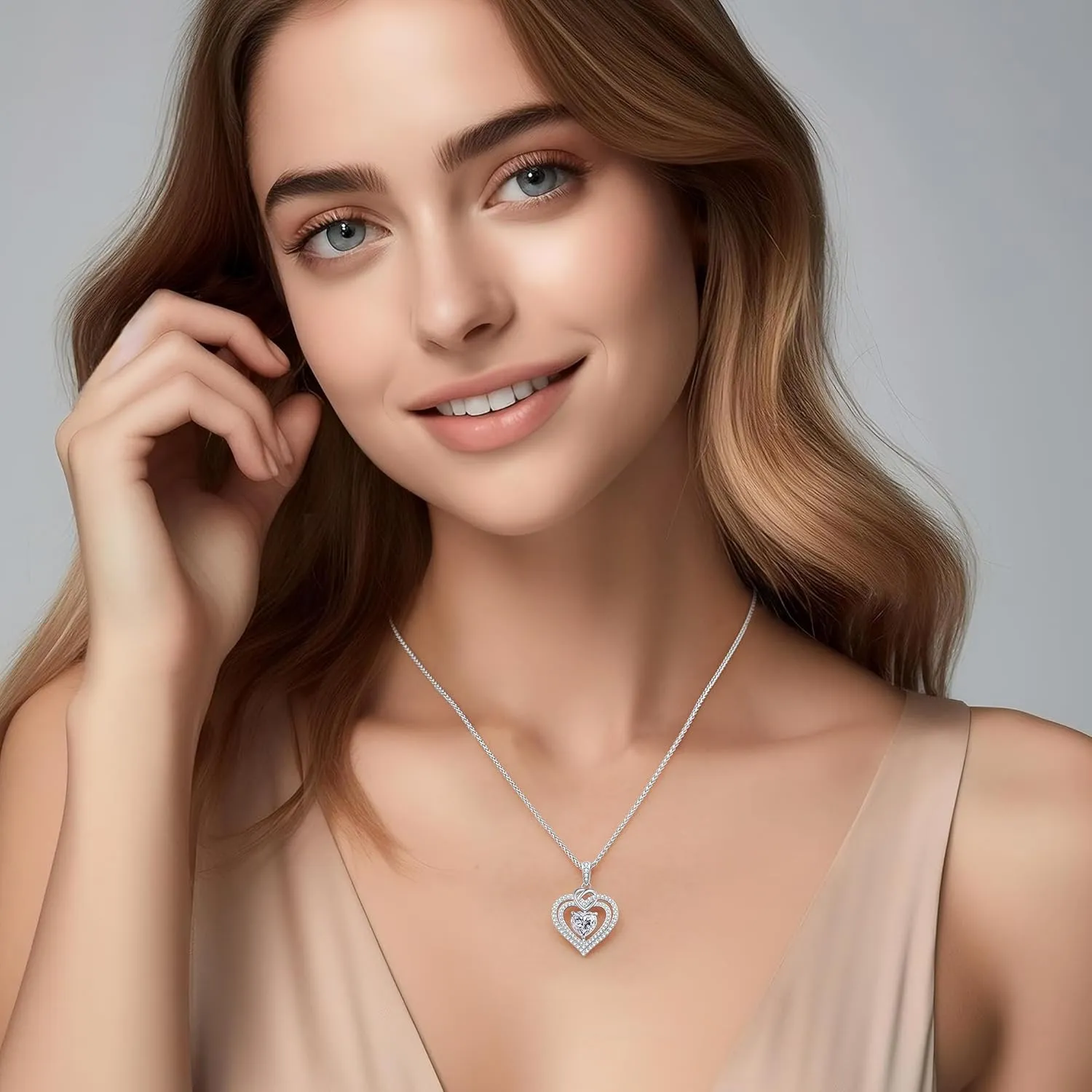 OOBEE Sparkling Love Heart Moissanite Necklaces for Women, D Color VVS Moissanite 925 Sterling Silver Fine Jewelry, Ideal Birthday Anniversary Christmas Gift for Women Wife Mom Girlfriend
