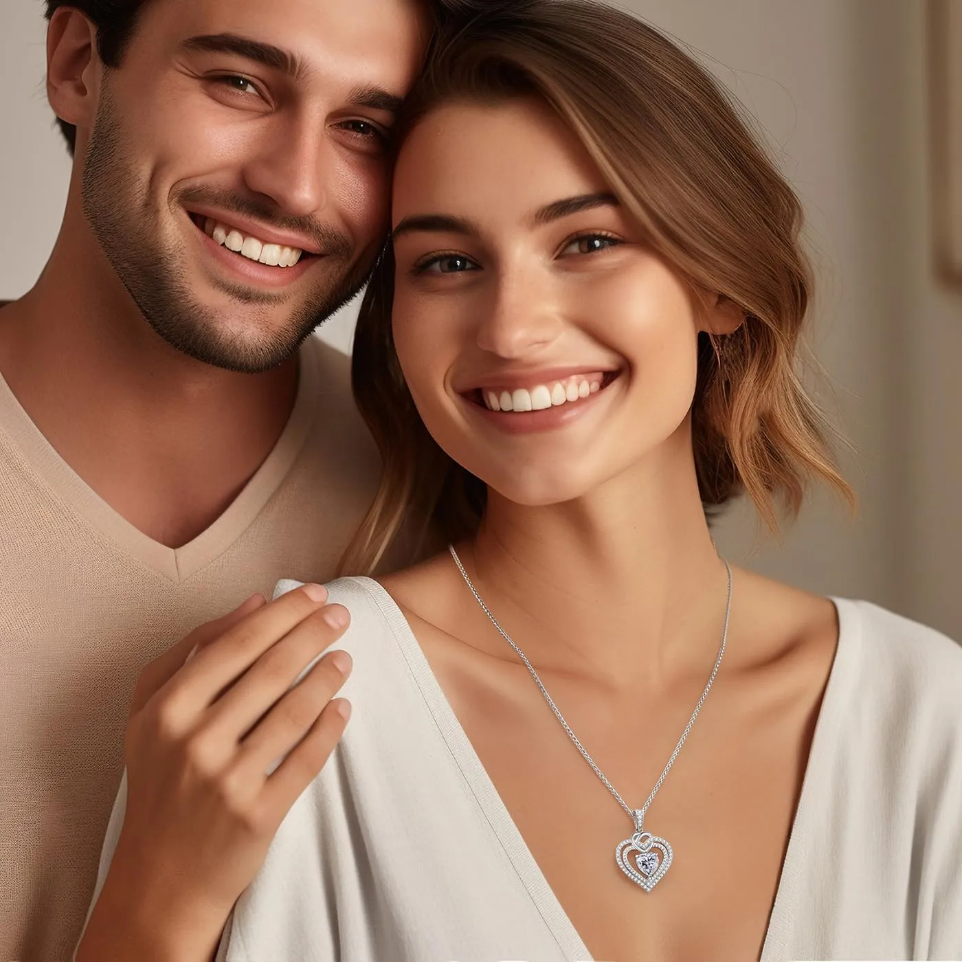 OOBEE Sparkling Love Heart Moissanite Necklaces for Women, D Color VVS Moissanite 925 Sterling Silver Fine Jewelry, Ideal Birthday Anniversary Christmas Gift for Women Wife Mom Girlfriend