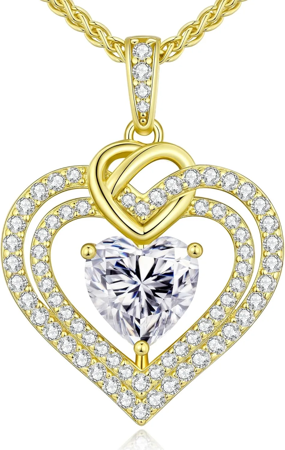 OOBEE Sparkling Love Heart Moissanite Necklaces for Women, D Color VVS Moissanite 925 Sterling Silver Fine Jewelry, Ideal Birthday Anniversary Christmas Gift for Women Wife Mom Girlfriend