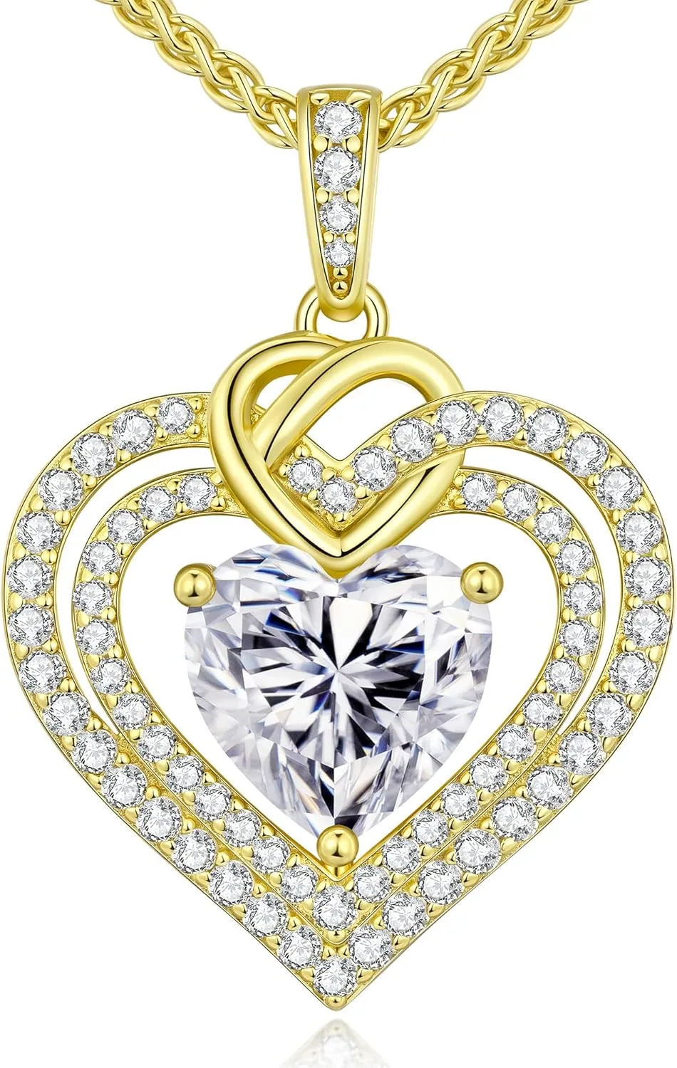 OOBEE Sparkling Love Heart Moissanite Necklaces for Women, D Color VVS Moissanite 925 Sterling Silver Fine Jewelry, Ideal Birthday Anniversary Christmas Gift for Women Wife Mom Girlfriend