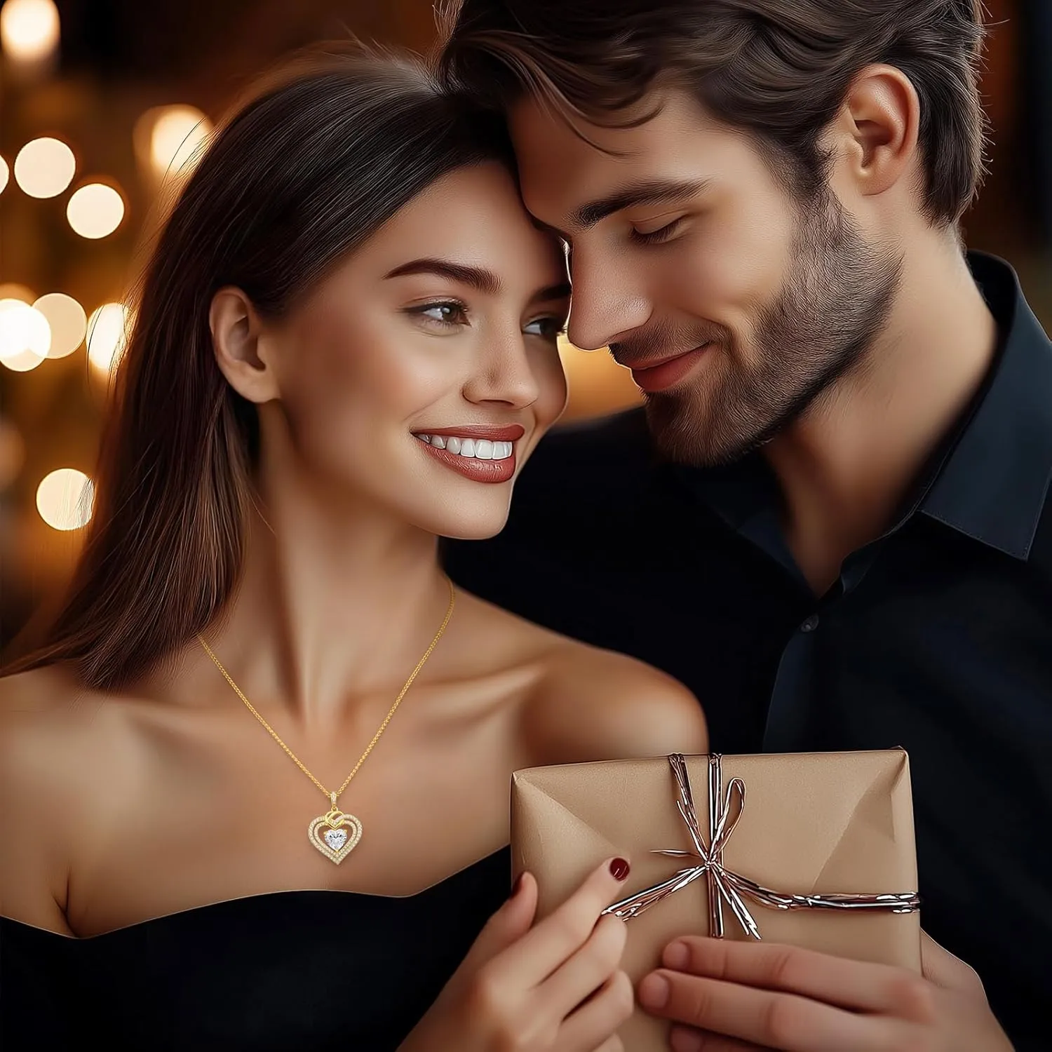 OOBEE Sparkling Love Heart Moissanite Necklaces for Women, D Color VVS Moissanite 925 Sterling Silver Fine Jewelry, Ideal Birthday Anniversary Christmas Gift for Women Wife Mom Girlfriend