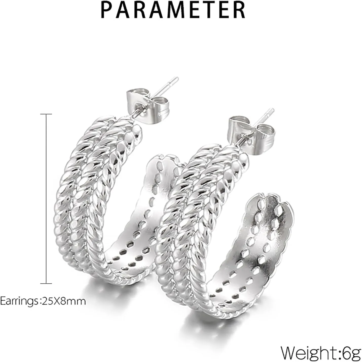 Open Hoop Earrings - C Shaped Hypoallergenic Gold-Plated Titanium Hoop Earring