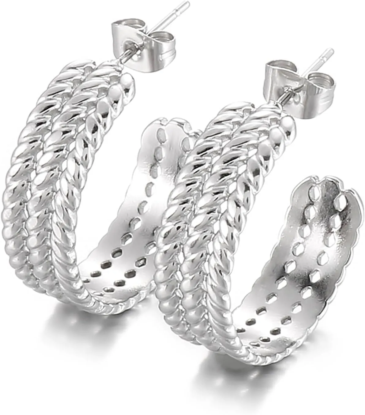 Open Hoop Earrings - C Shaped Hypoallergenic Gold-Plated Titanium Hoop Earring