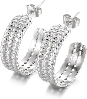 Open Hoop Earrings - C Shaped Hypoallergenic Gold-Plated Titanium Hoop Earring