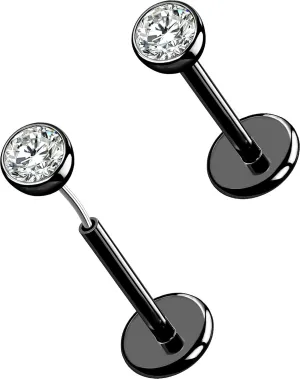 OUFER 2Pcs 20G/18G/16G G23 Titanium Threadless Nose Stud Earrings Flat Back Tiny CZ Small Nose Helix Cartilage Tragus Conch Labret Medusa Monroe Piercing Jewelry for Women Men