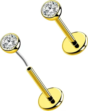 OUFER 2Pcs 20G/18G/16G G23 Titanium Threadless Nose Stud Earrings Flat Back Tiny CZ Small Nose Helix Cartilage Tragus Conch Labret Medusa Monroe Piercing Jewelry for Women Men