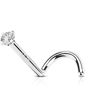 OUFER 925 Sterling Silver Nose Rings, Screw Shaped Nose Studs, 20G Nostril Piercing Jewelry, 1.5mm Round CZ Nose Rings Studs, Tiny Nose Piercing Jewelry, Nose Rings For Women Men