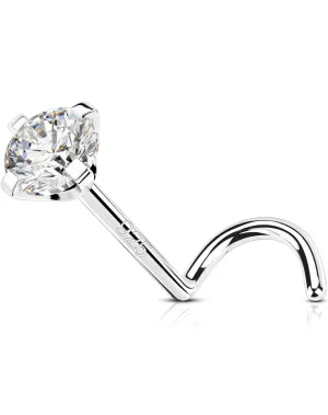 OUFER 925 Sterling Silver Nose Rings, Screw Shaped Nose Studs, 20G Nostril Piercing Jewelry, 3mm Round CZ Nose Rings Studs, Nose Piercing Jewelry, Nose Rings For Women Men