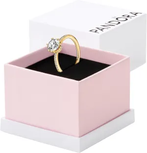 PANDORA Clear Sparkling Crown Solitaire Ring Shine 14k Gold-Plated Ring for Women with Cubic Zirconia - Gift for Her - With Gift Box