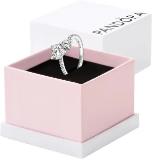 Pandora Double Heart Sparkling Ring - Sterling Silver Ring for Women - Gift for Her Sterling Silver with Clear Cubic Zirconia - With Gift Box