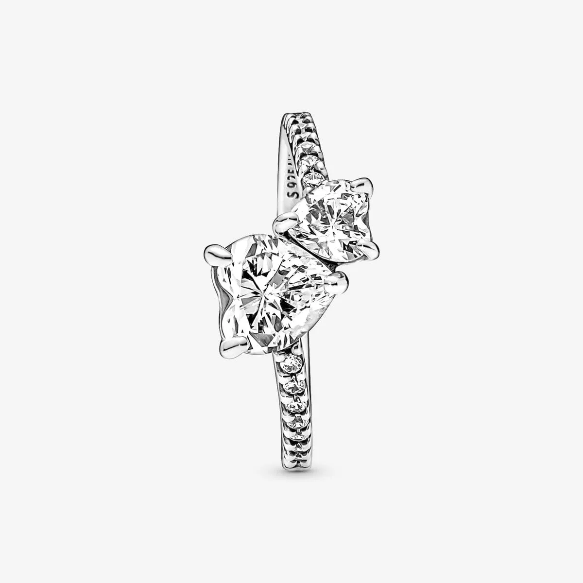 Pandora Double Heart Sparkling Ring - Sterling Silver Ring for Women - Gift for Her Sterling Silver with Clear Cubic Zirconia - With Gift Box