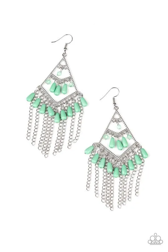 Paparazzi Accessories  - Trending Transcendence  #L23 Peg - Green Earrings