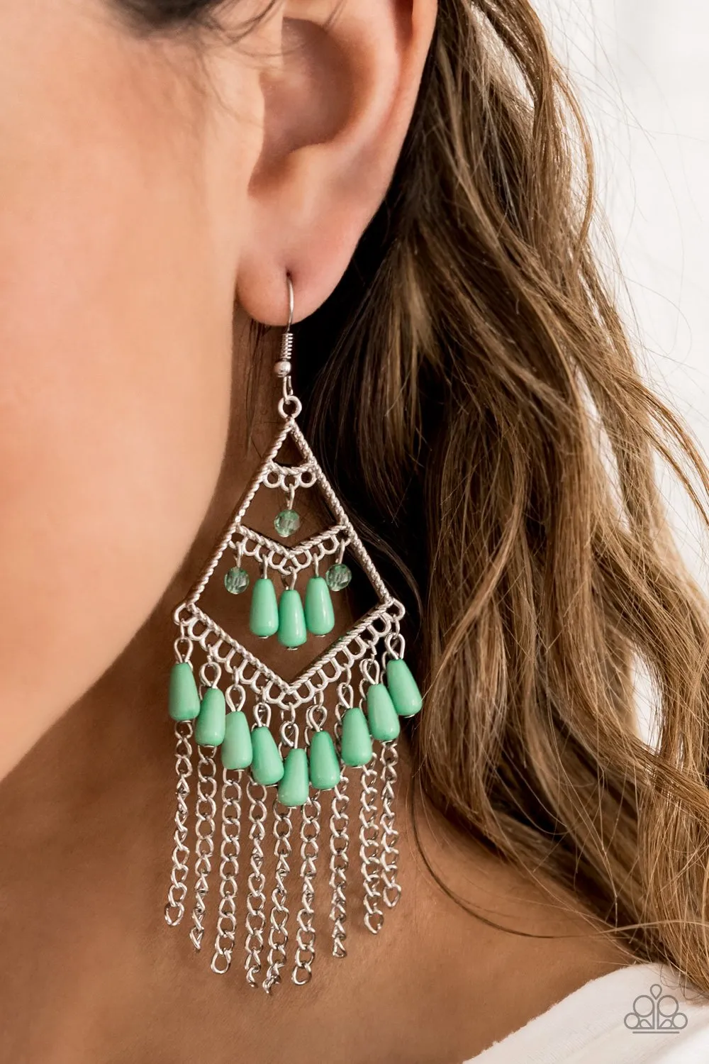 Paparazzi Accessories  - Trending Transcendence  #L23 Peg - Green Earrings