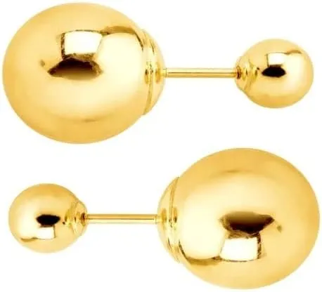 Paris Jewelry 10K Yellow Gold Plated 10mm Yellow Shiny Round Stud Earrings