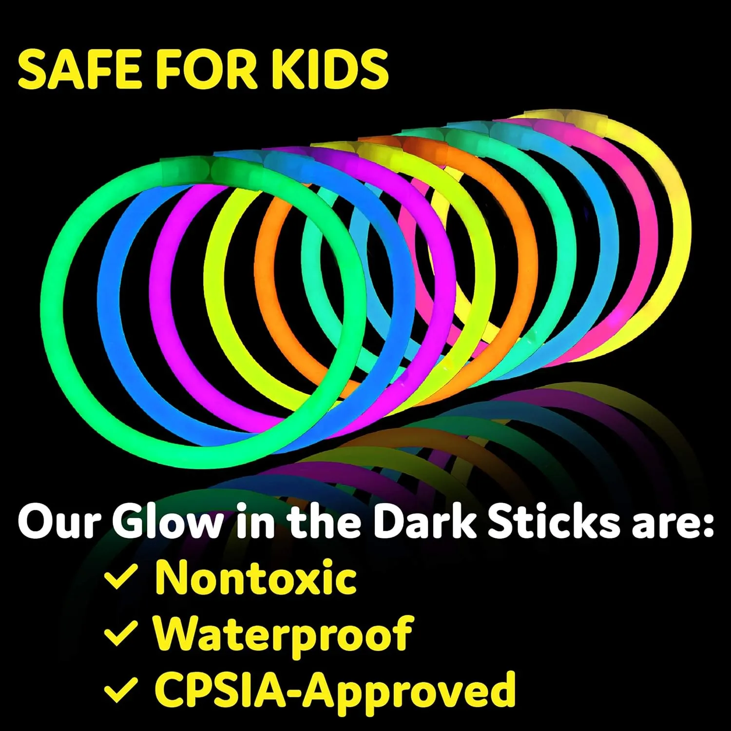 PartySticks Glow Sticks Party Supplies 100pk - 8 Inch Glow in the Dark Light Up Sticks Party Favors, Glow Decorations, Neon Party Glow Necklaces and Glow Bracelets with Connectors