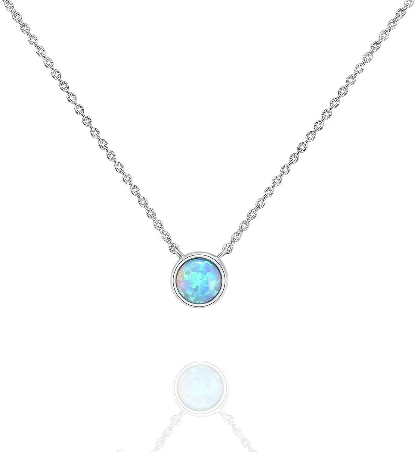 PAVOI 14K Gold Plated Opal Pendant Necklaces for Women | Created Opal Cubic Zirconia Dainty Necklace | Butterfly Round Triangle Antler Bar Pendants