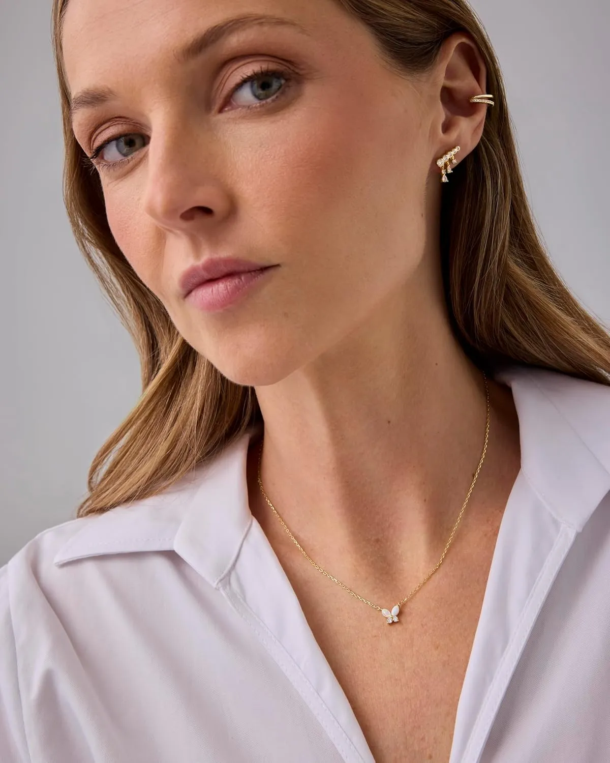 PAVOI 14K Gold Plated Opal Pendant Necklaces for Women | Created Opal Cubic Zirconia Dainty Necklace | Butterfly Round Triangle Antler Bar Pendants