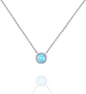 PAVOI 14K Gold Plated Opal Pendant Necklaces for Women | Created Opal Cubic Zirconia Dainty Necklace | Butterfly Round Triangle Antler Bar Pendants