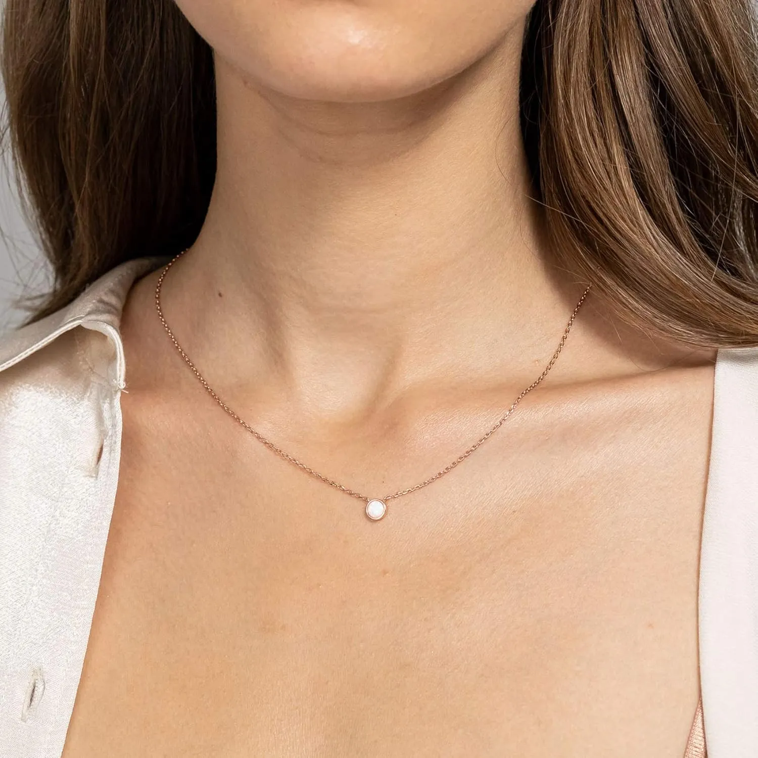 PAVOI 14K Gold Plated Opal Pendant Necklaces for Women | Created Opal Cubic Zirconia Dainty Necklace | Butterfly Round Triangle Antler Bar Pendants