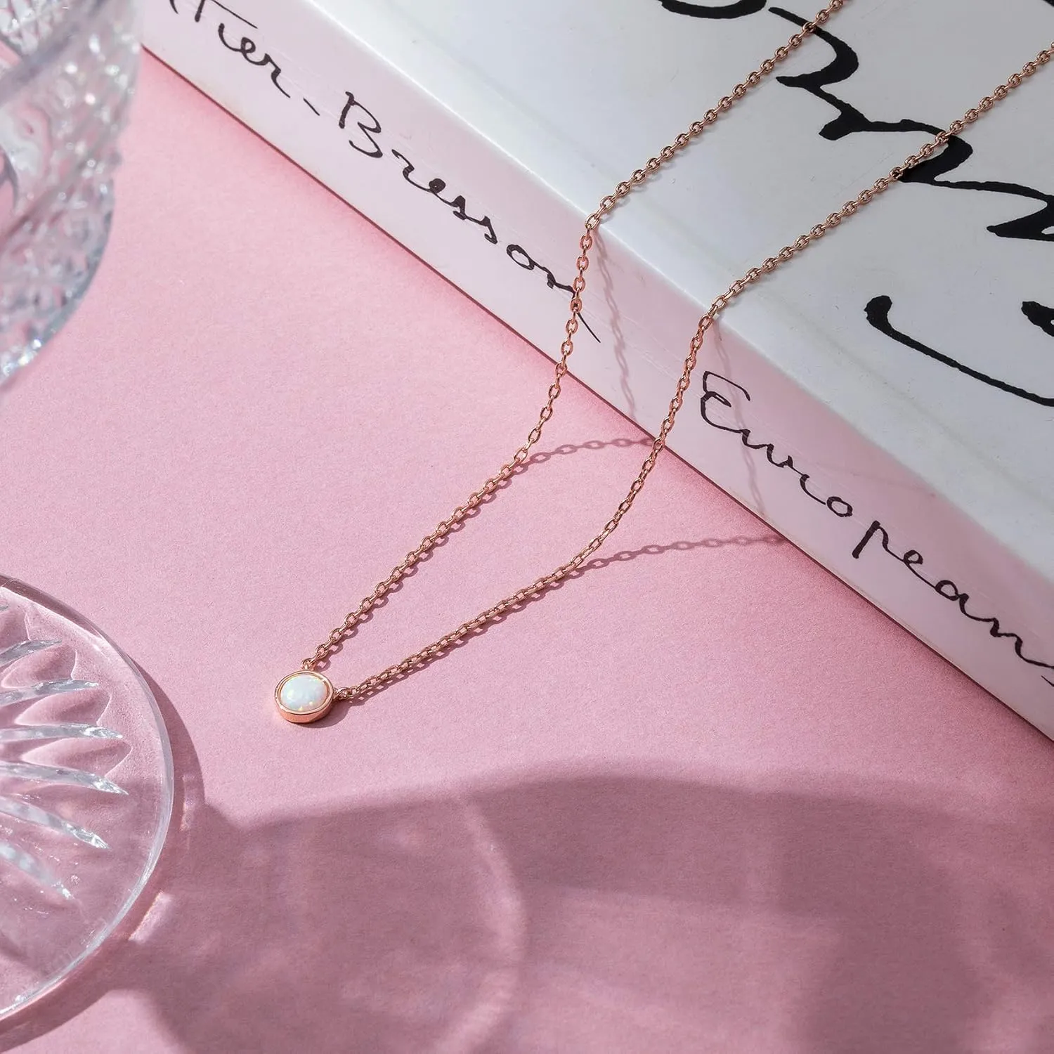 PAVOI 14K Gold Plated Opal Pendant Necklaces for Women | Created Opal Cubic Zirconia Dainty Necklace | Butterfly Round Triangle Antler Bar Pendants