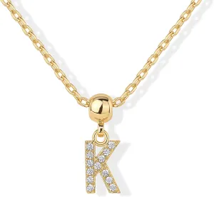 PAVOI Adjustable Gold Charm Necklace for Women - 14K Gold Plated Chain Dainty Initial Necklaces for Women - Trendy Letter Zodiac Birthstone Cubic Zirconia Charm Pendants - Hypoallergenic Jewelry Gift