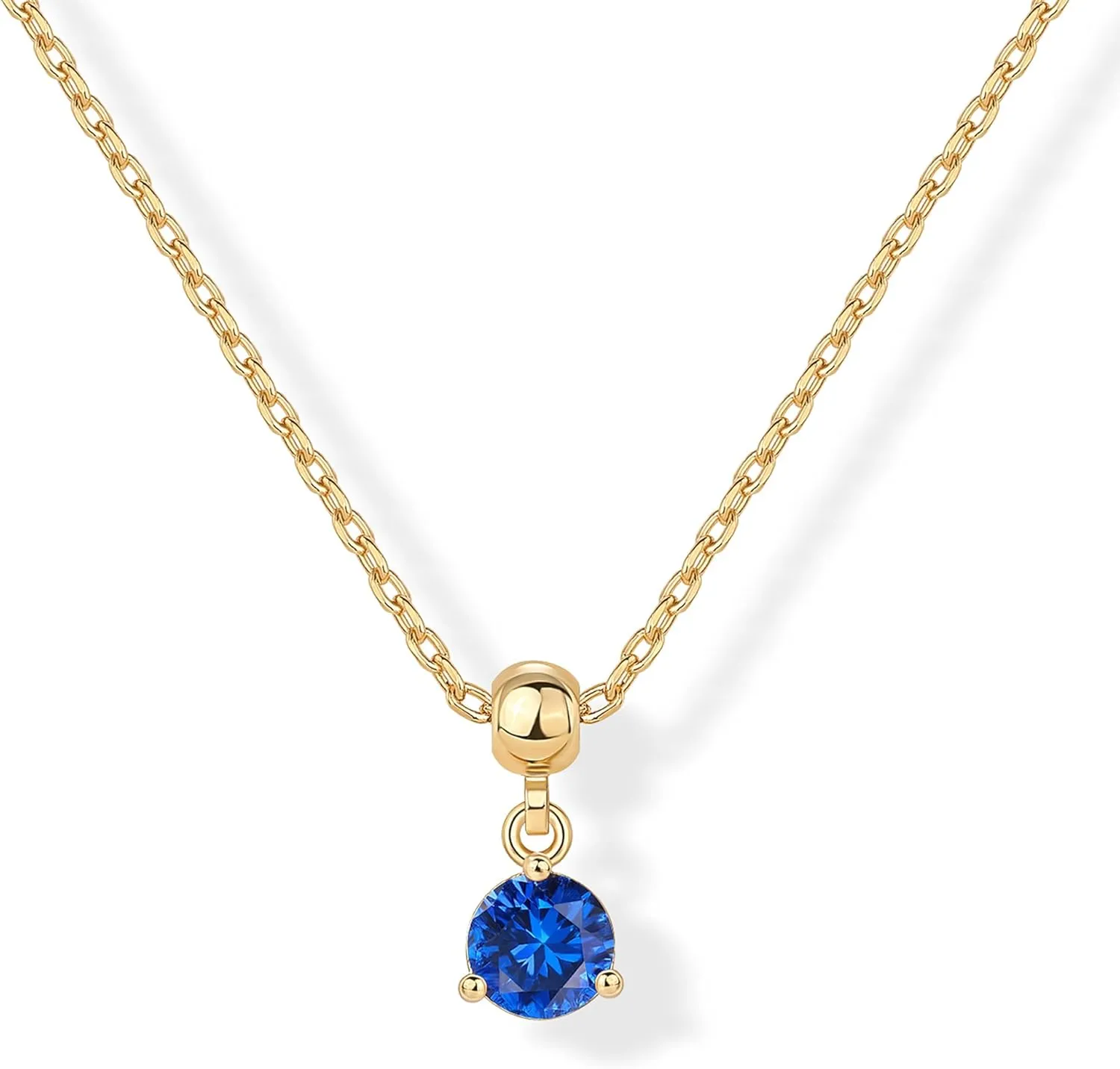 PAVOI Adjustable Gold Charm Necklace for Women - 14K Gold Plated Chain Dainty Initial Necklaces for Women - Trendy Letter Zodiac Birthstone Cubic Zirconia Charm Pendants - Hypoallergenic Jewelry Gift