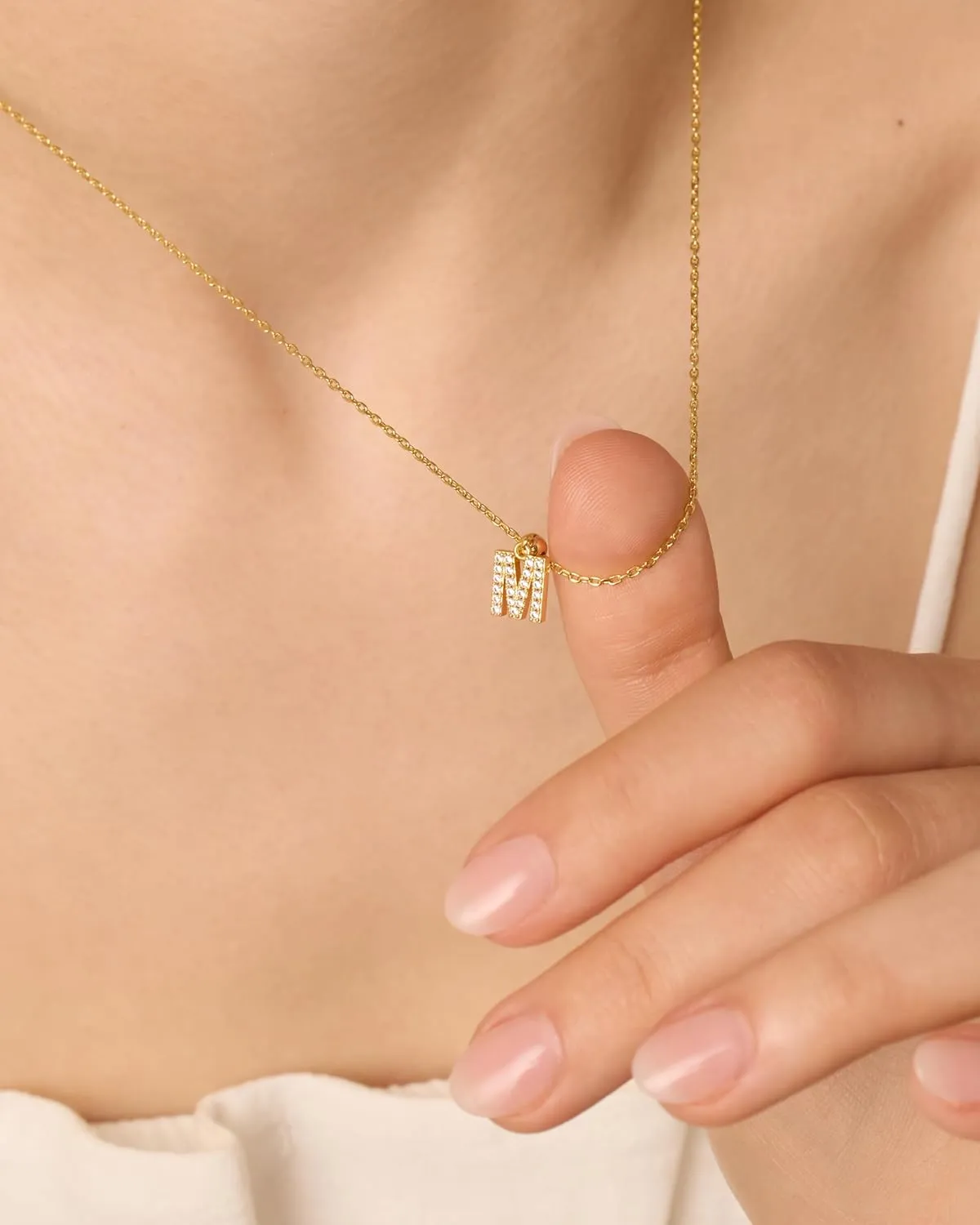 PAVOI Adjustable Gold Charm Necklace for Women - 14K Gold Plated Chain Dainty Initial Necklaces for Women - Trendy Letter Zodiac Birthstone Cubic Zirconia Charm Pendants - Hypoallergenic Jewelry Gift