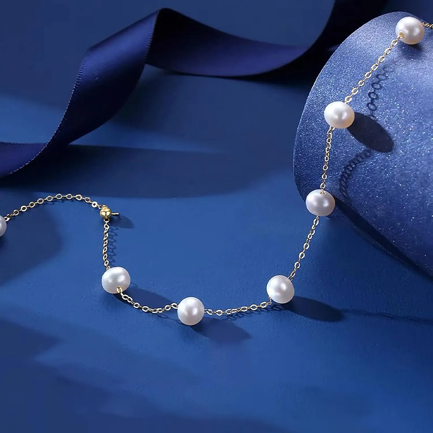 Pearl Bracelets for Women 925 Sterling Silver Simple Pearl Chain to Daughter,14K Gold Plated Dainty Pearl Bracelet BFF Friendship Bracelet Jewelry