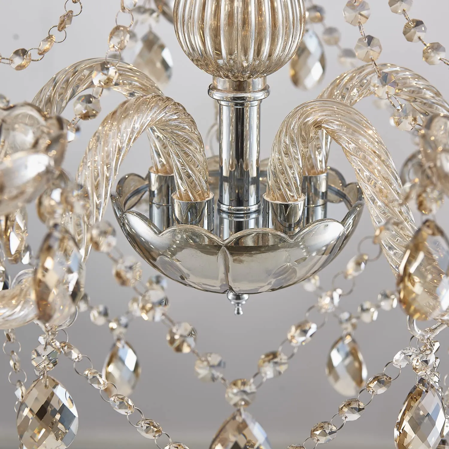 Pendant Ceiling with 5-Light, Champagne Crystal Chandelier