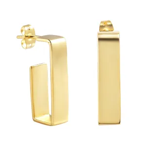 PHNX 14K Gold Plated Rectangular Bar Stud Earrings For women | Chunky Gold Hypoallergenic Earrings | Statement Jewelry for Women Earrings, Gift For Her