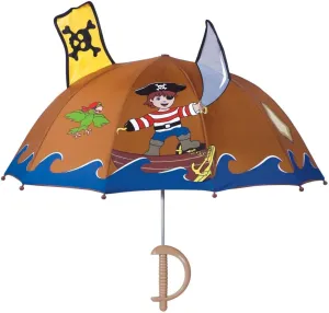 Pirate Umbrella for Boys w/Fun Sword Handle, Pop-Out Skull and Crossbones and Sword