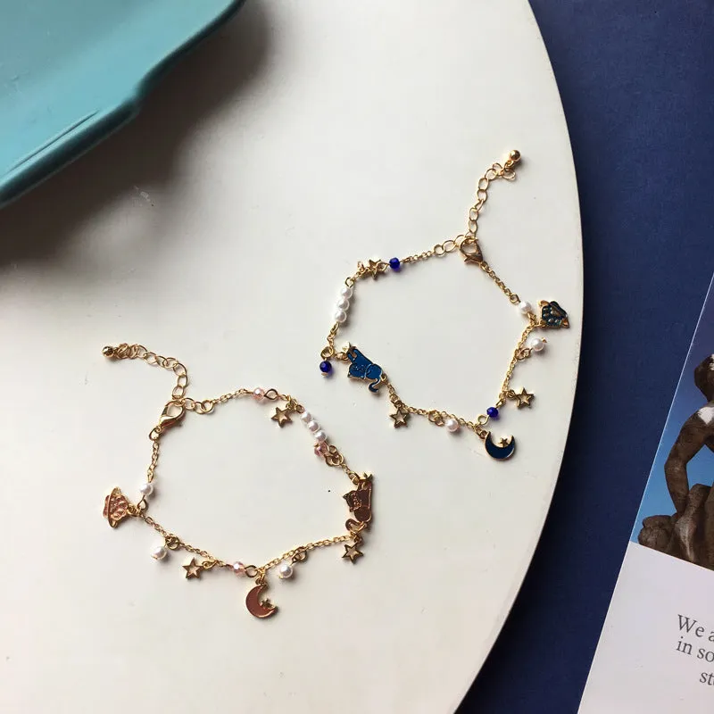 Planet Starry Sky Blue Cat Fashion Simple Bracelet