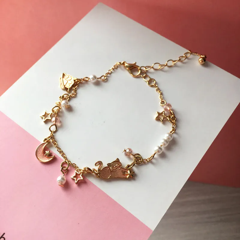 Planet Starry Sky Blue Cat Fashion Simple Bracelet