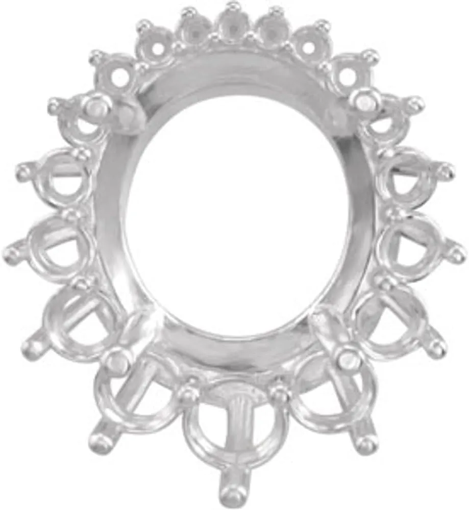 Platinum 14x12mm Oval Shape Graduated Cluster Slide Pendant Fine Jewelry for Women Gifts for Her (Mounting Only, Not All Stones Included)